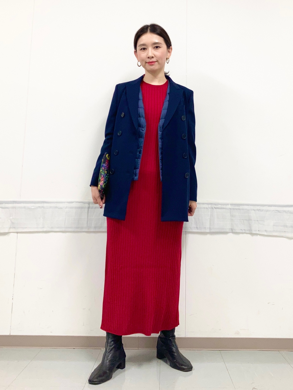 ダブルテーラードジャケット、カシミヤリラックスVネックセーター