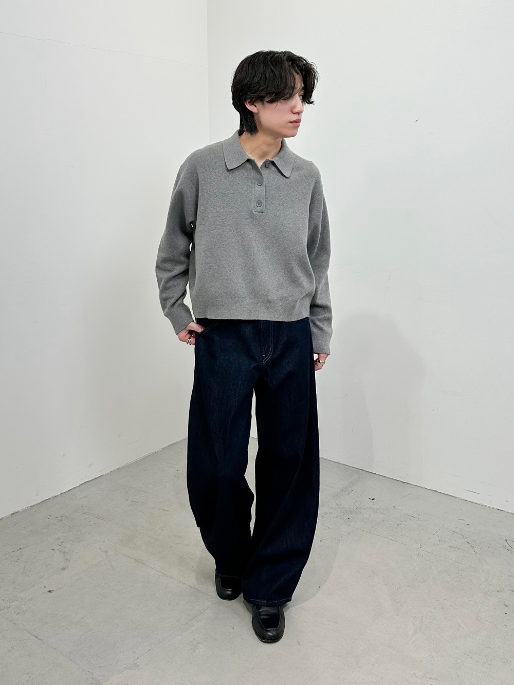 ニットフルジップジャケット、ブロードシャツ/ストライプ/レギュラー