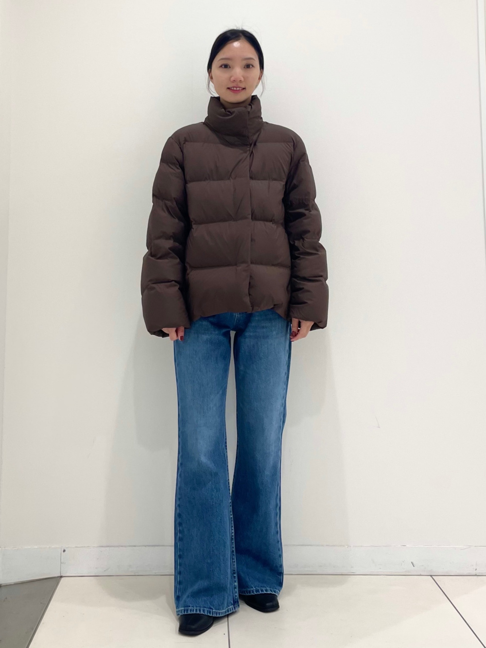 パウダーソフトダウンジャケット、フラッフィクルーネックセーター」の