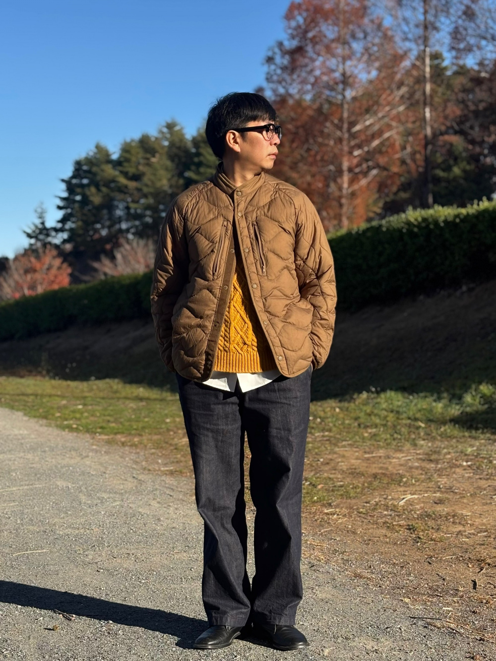 リサイクルハイブリッドダウンジャケット」の着用コーディネート