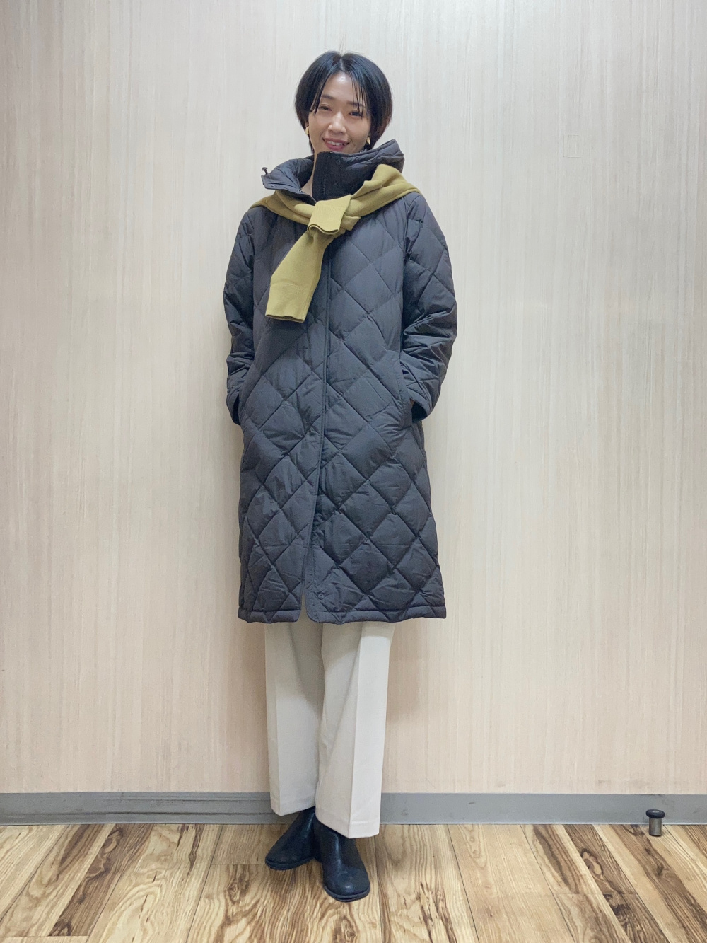 パフテックロングコートリラックスフィット、タックワイドパンツ/丈