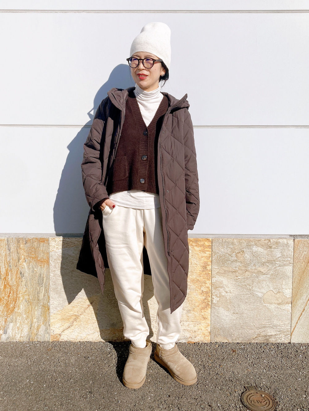 パフテックロングコートリラックスフィット、スウェットクロップド