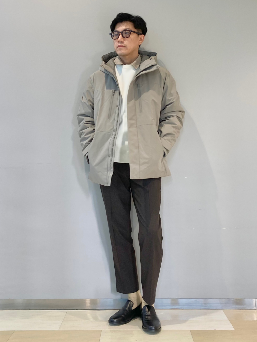 オーバーサイズステンカラーコート、ダブルフェイスフルジップ