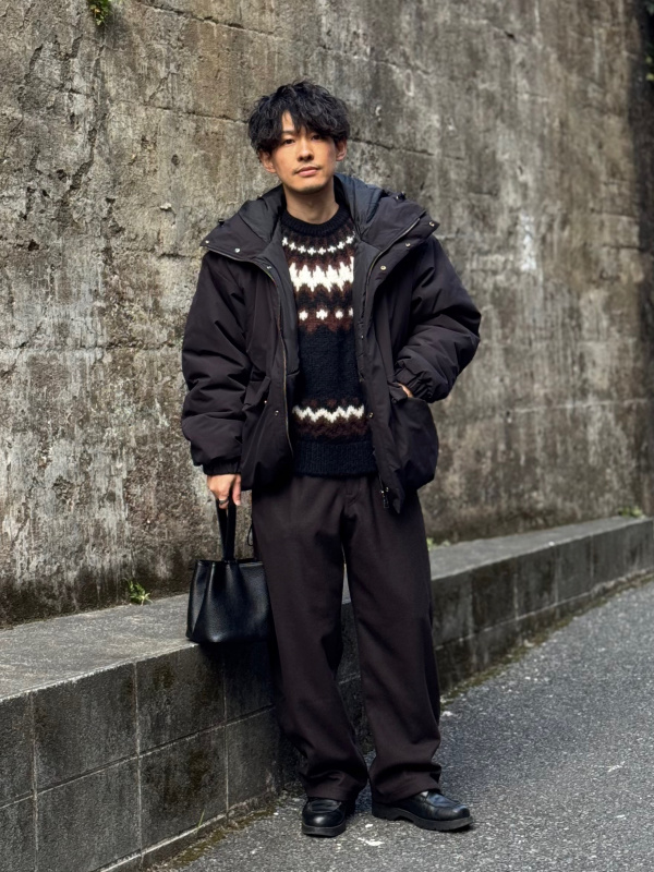 ブラッシュドスウェットワイドパンツ、オーバーサイズステンカラー