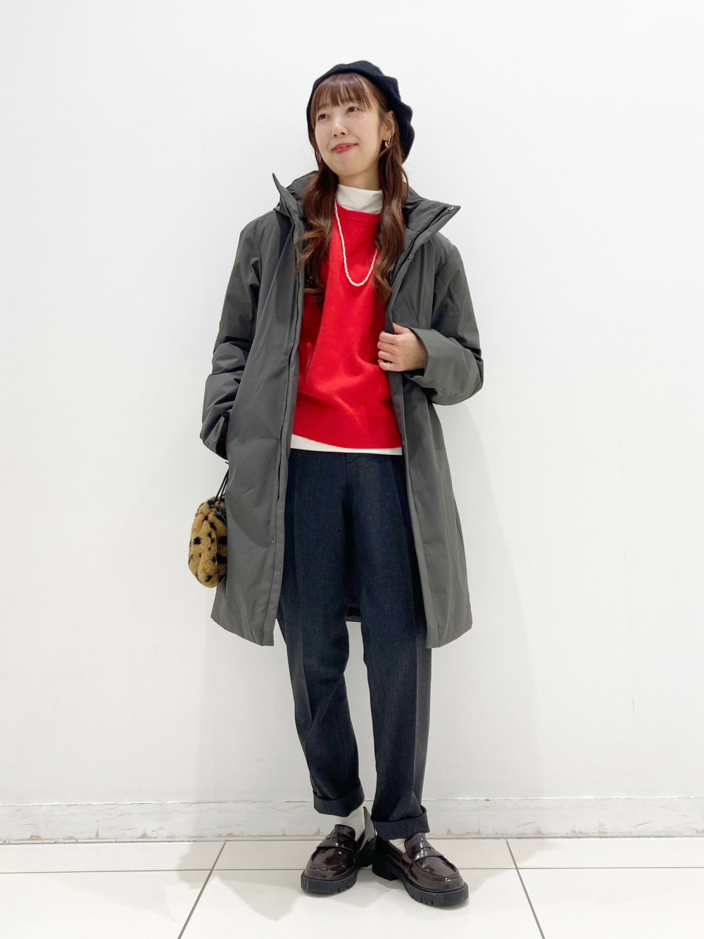 ダブルフェイスショートコートリラックスフィット、ソフトニット