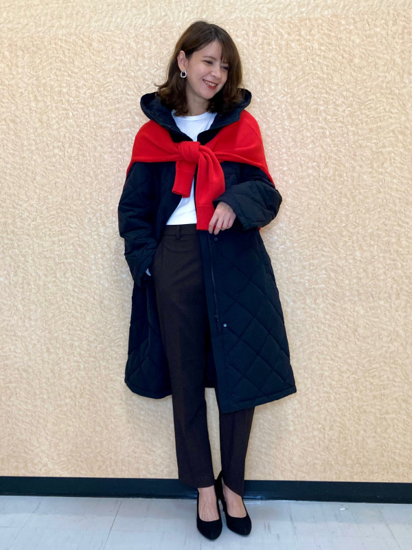 パフテックロングコートリラックスフィット（レディース）の着用