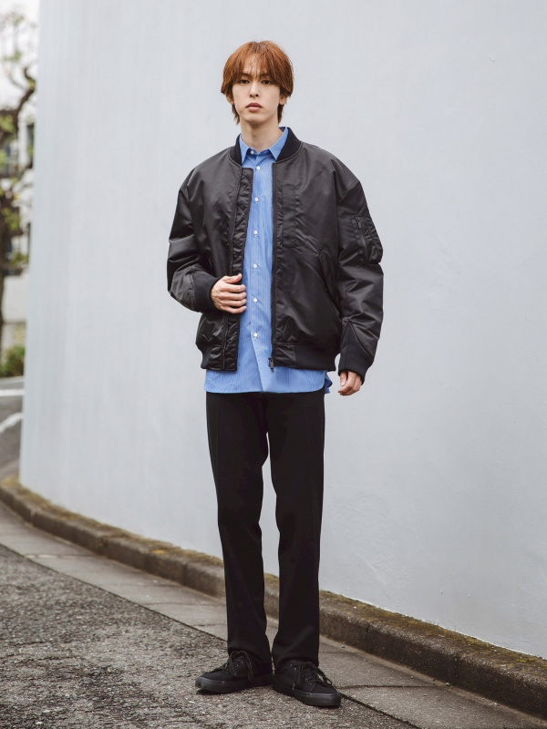 ハイブリッドダウンオーバーサイズMA－1（メンズ）の着用