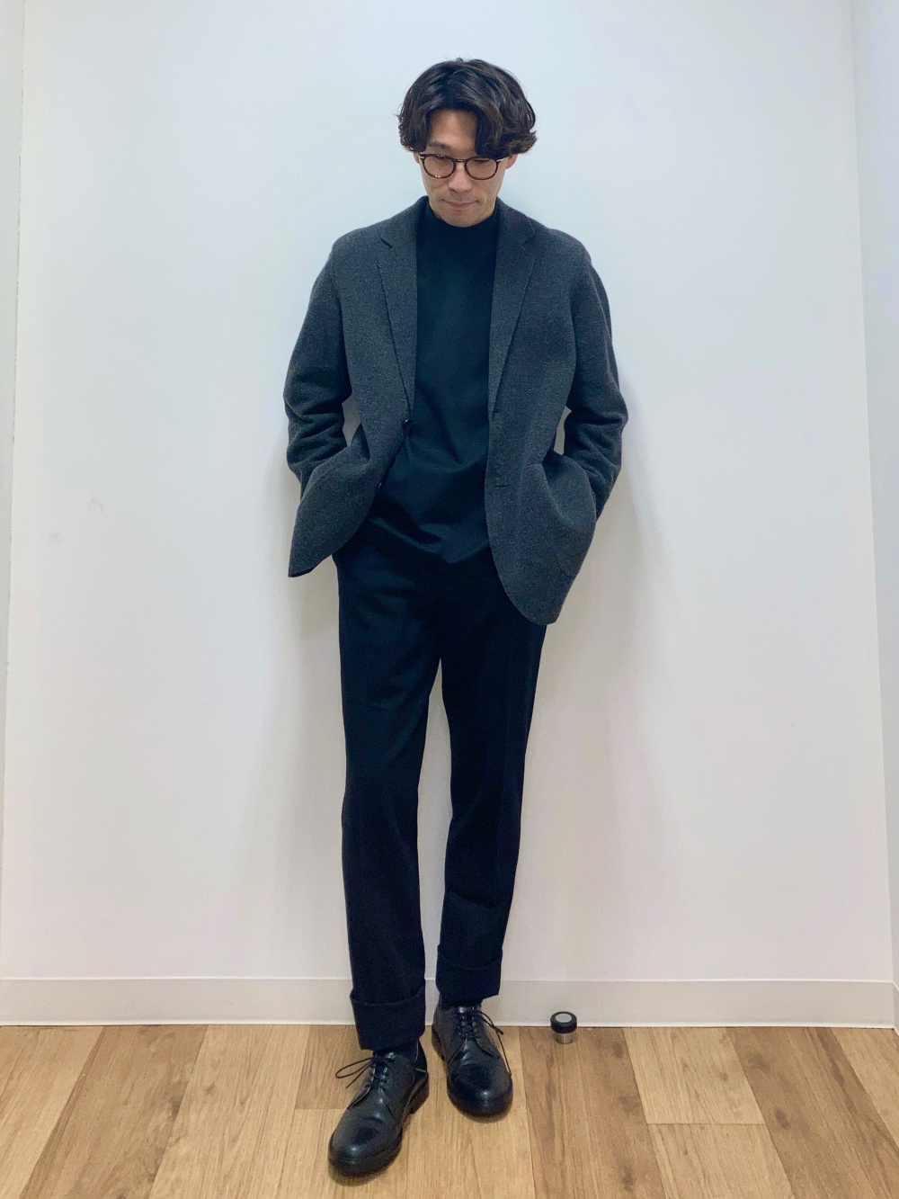 オーバーサイズカラーデニムジャケット、ブラッシュドモックネックT