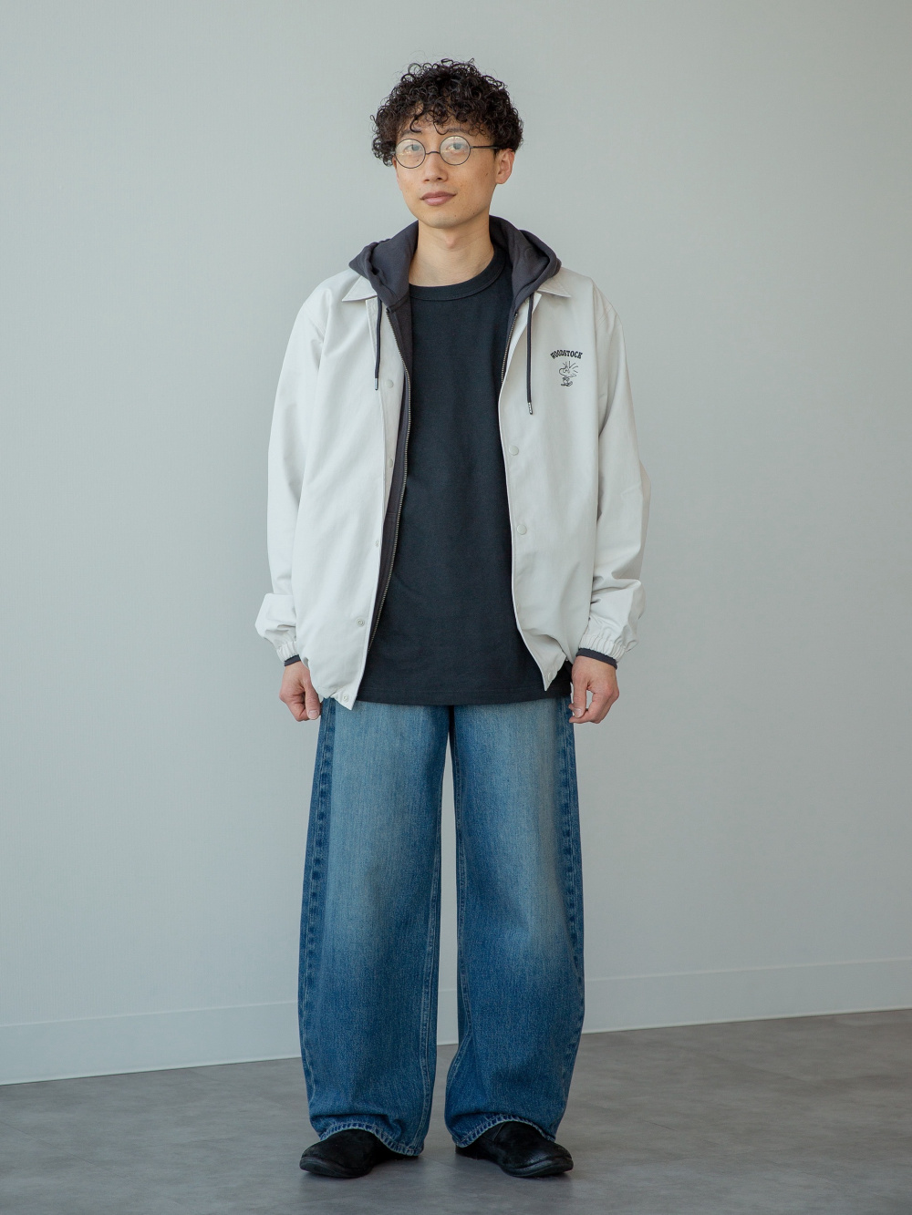 ニットフルジップジャケット、ブロードシャツ/ストライプ/レギュラー