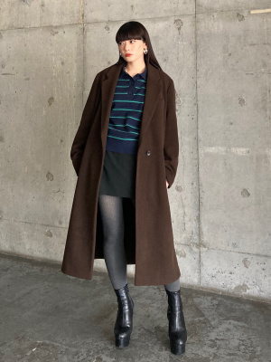 ユニクロC ロングコート 479666 ダークグレー L Women's LONG COAT