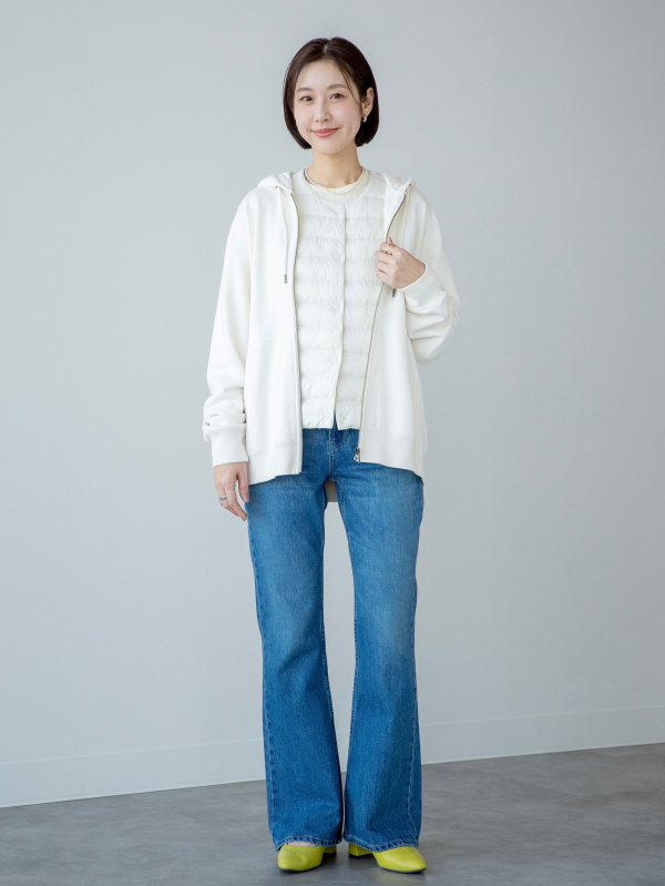 ソフトリブクルーネックT/長袖（レディース）の着用コーディネート一覧