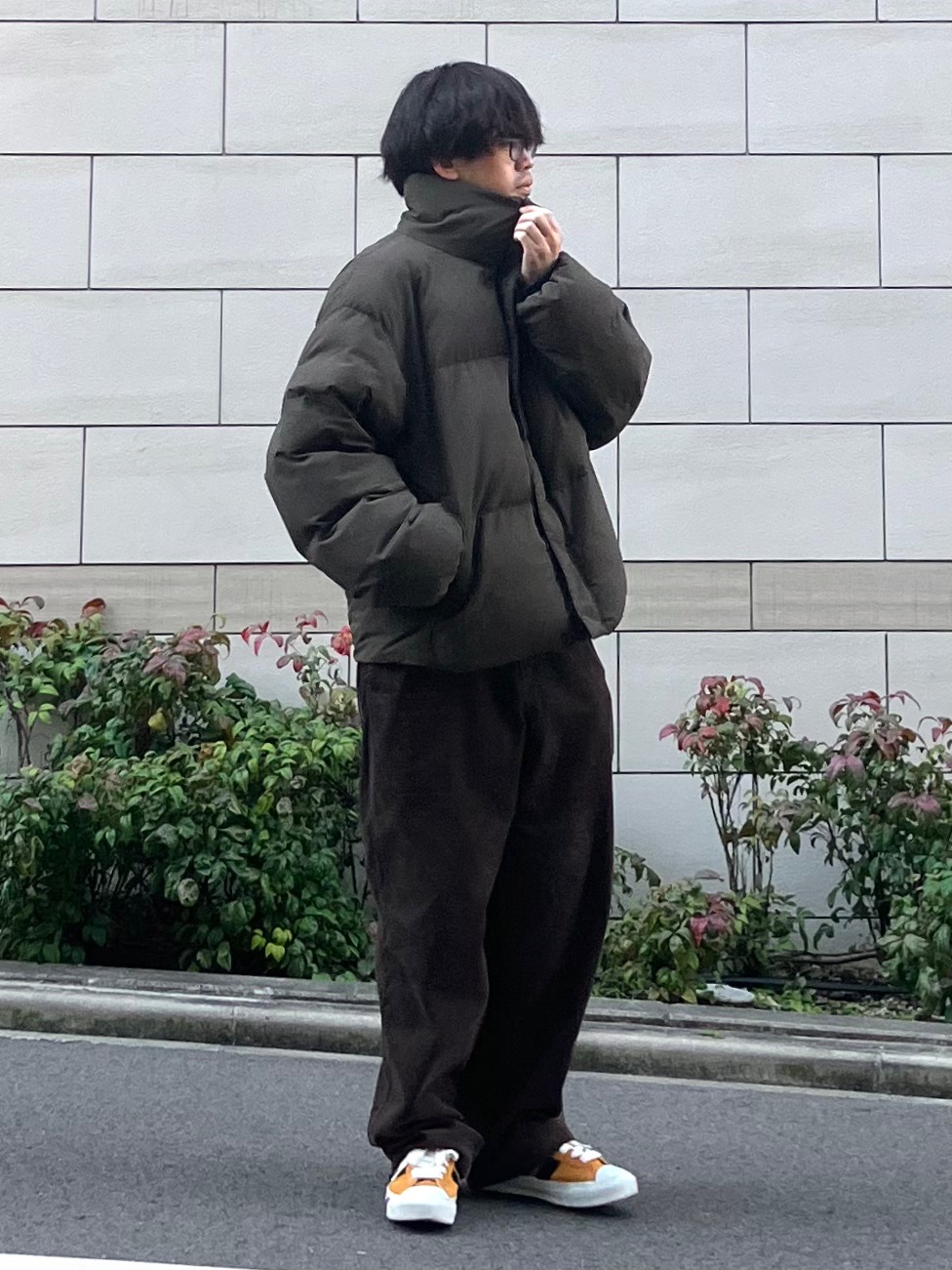 パデッドボリュームジャケット、ストレッチフリースモックネックT