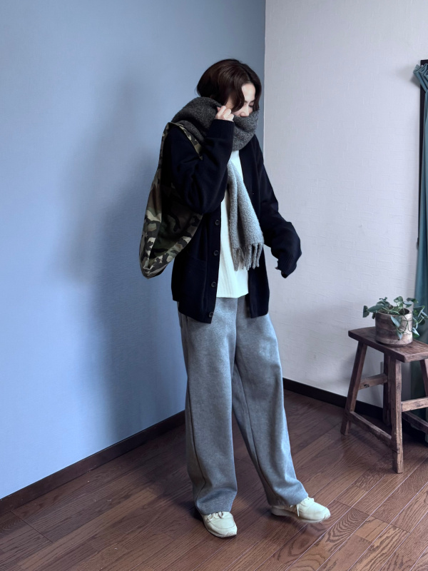 ワッフルT/長袖、タックワイドパンツ（丈標準68～70cm）の