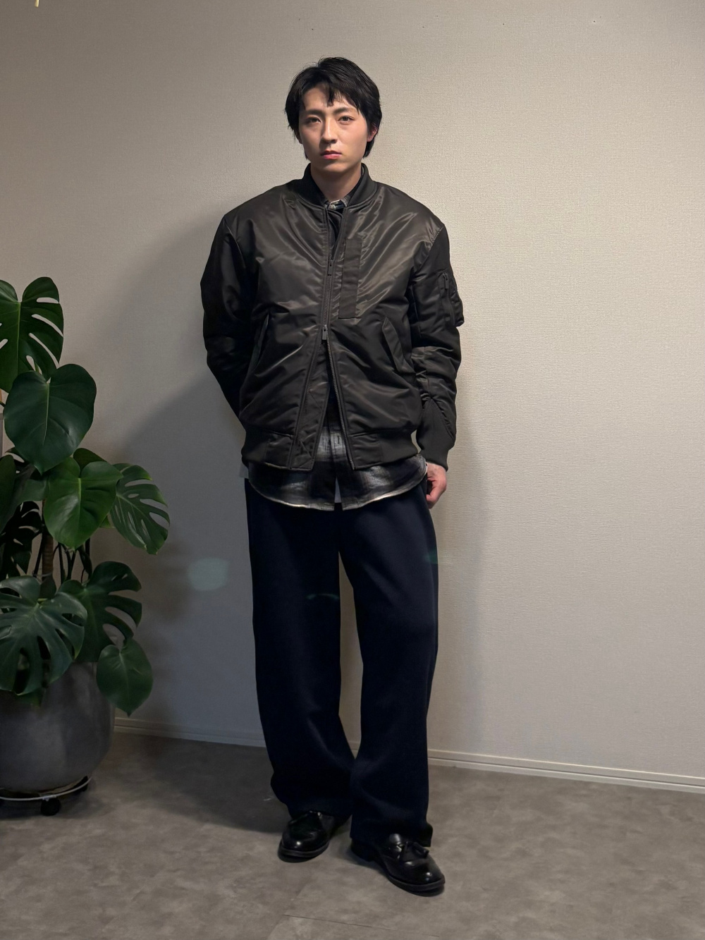 ☾*様 ハイブリッドダウンオーバーサイズMA-1 XS BLACK 黒 美品 + ハイブリッドダウンオーバーサイズMA－1」の着用コーディネート