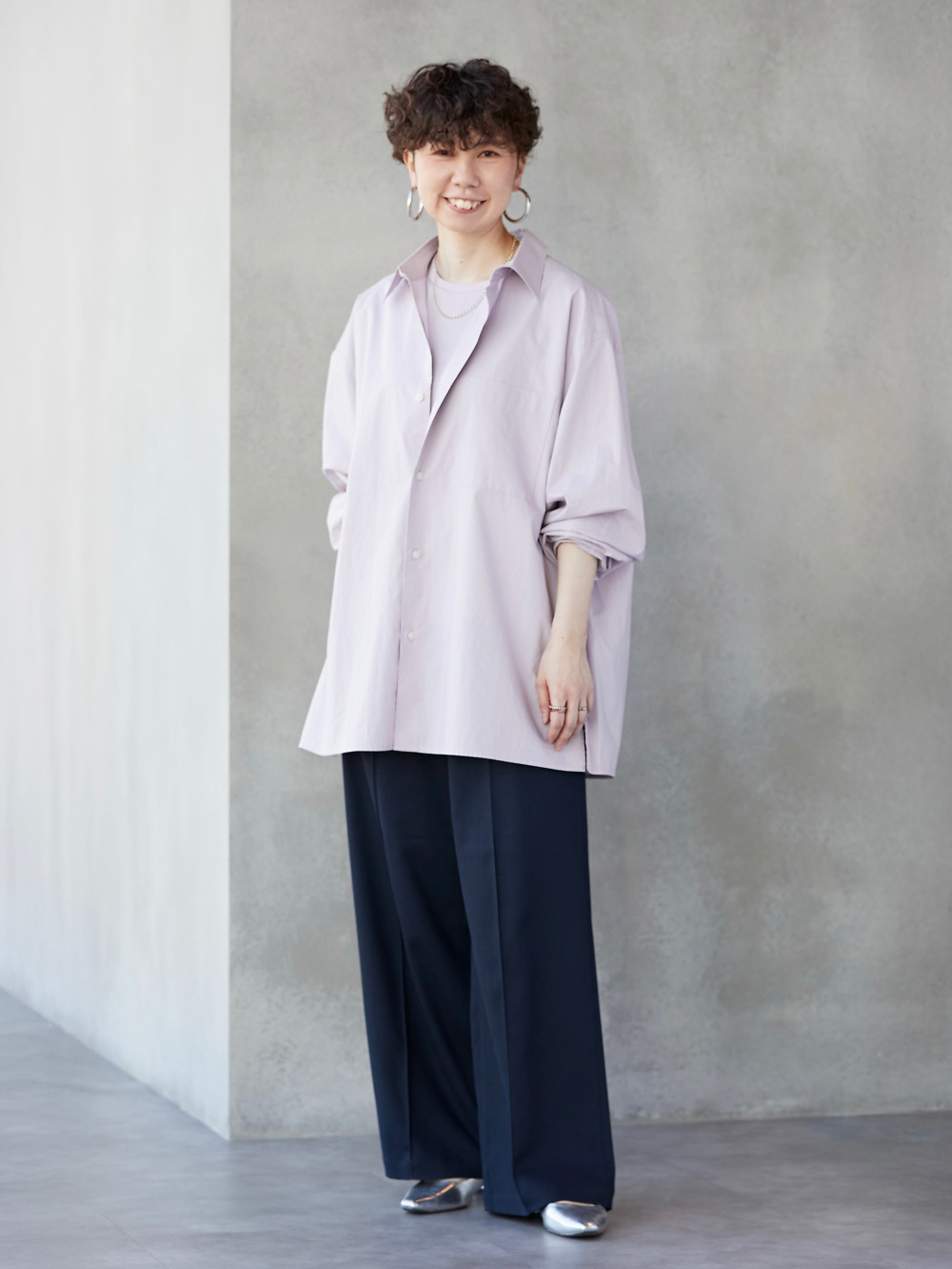UNIQLOサテンオーバーサイズショートブラウス/5分袖 ミラノリブフルジップカーディガン、サテンオーバーサイズショート