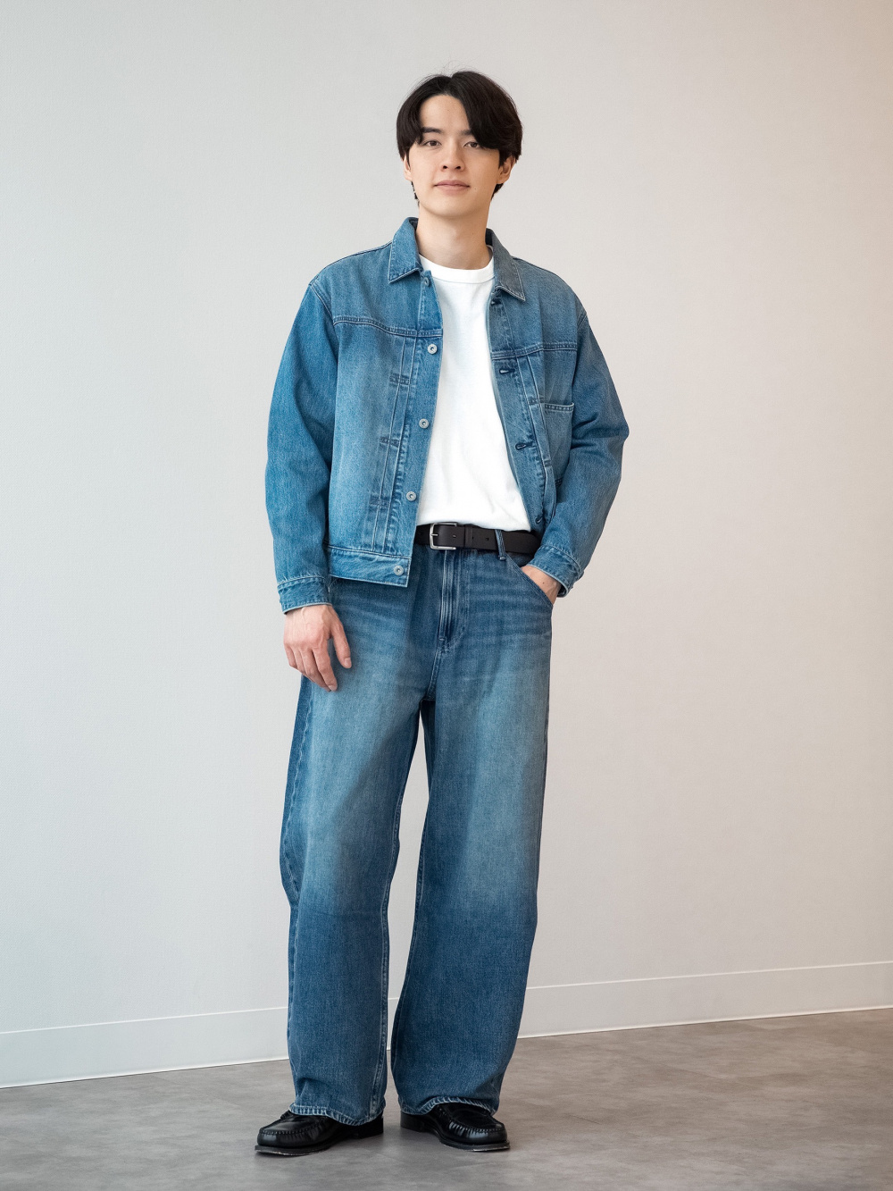 ニットフルジップジャケット、ブロードシャツ/ストライプ/レギュラー