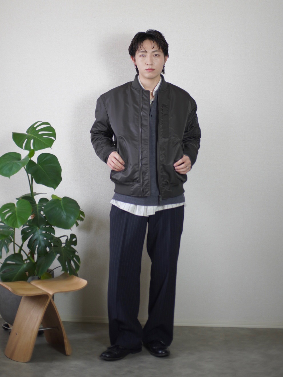 ハイブリッドダウンオーバーサイズMA－1、タックストレートパンツ