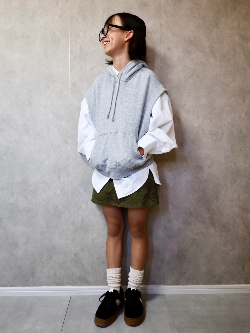 スウェットワイドパンツ/丈短め、ヒートテックフリースタートルネックT