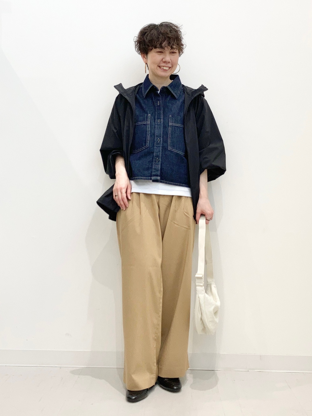 ダブルフェイスショートコートリラックスフィット NAVY (L) クルーネックT、ダブルフェイスショートコートリラックスフィット」の