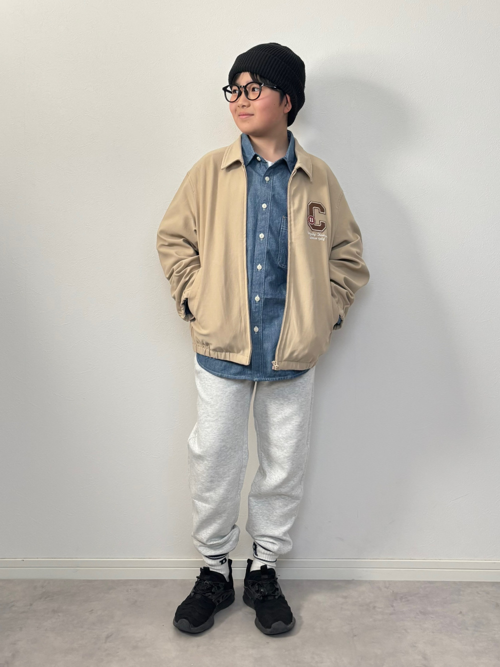 GIRLS ヒートテックコットンハイネックTシャツ長袖、ジャージーワーク