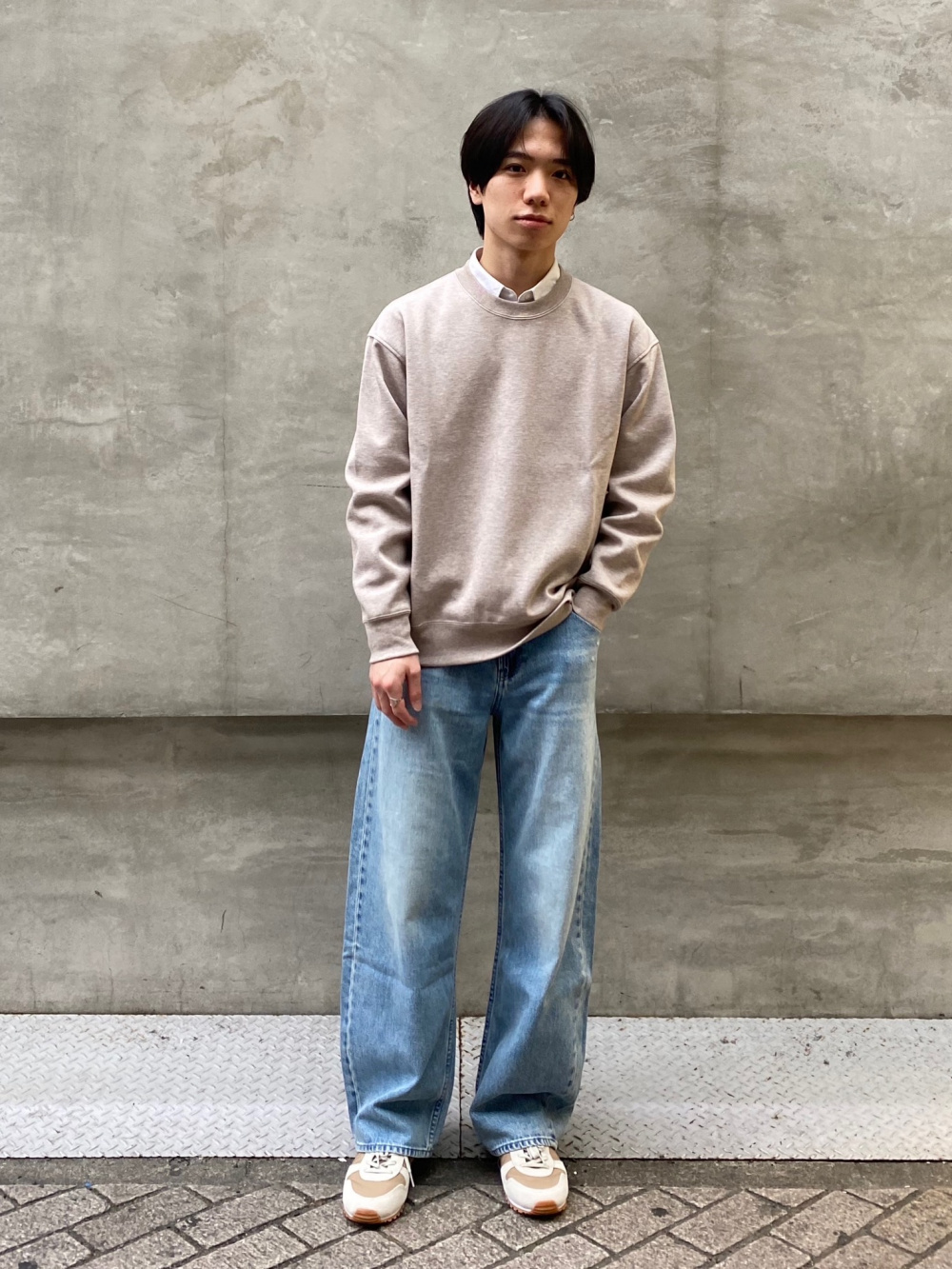 ユニクロ 完売品 ブラッシュドジャージージャケット ヘリンボーン Mサイズ クルーネックTシャツ、ブラッシュドジャージージャケット/ヘリンボーン