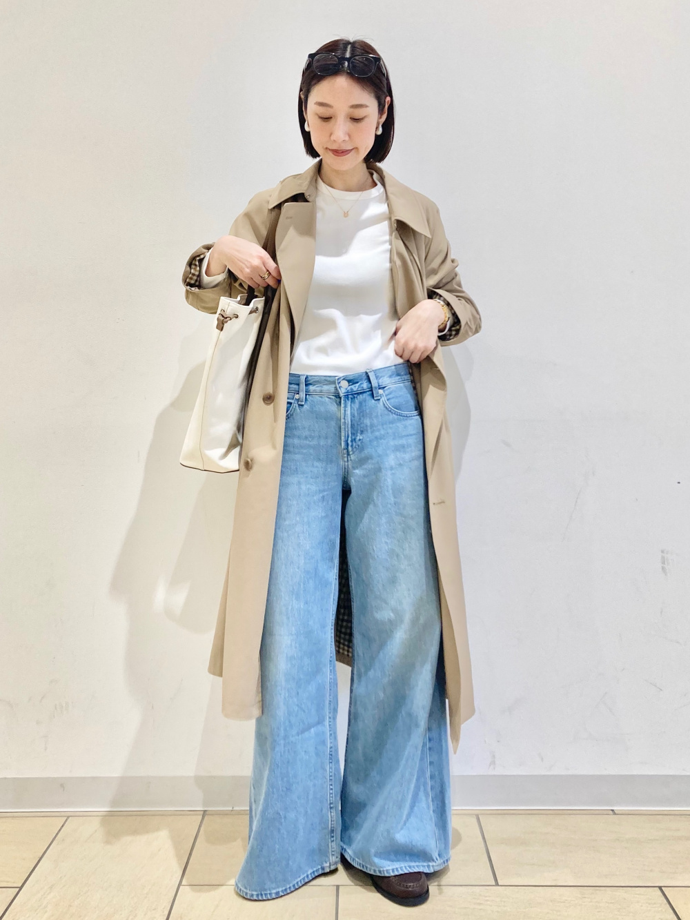 ブロードオーバーサイズシャツ、サテンオーバーサイズショートブラウス