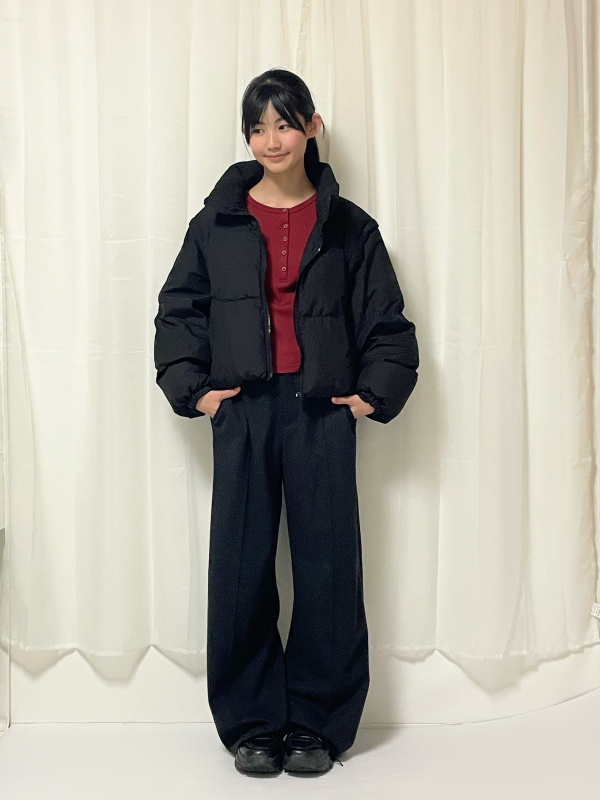 ブラッシュドジャージーワイドパンツ/丈長め（レディース）の着用