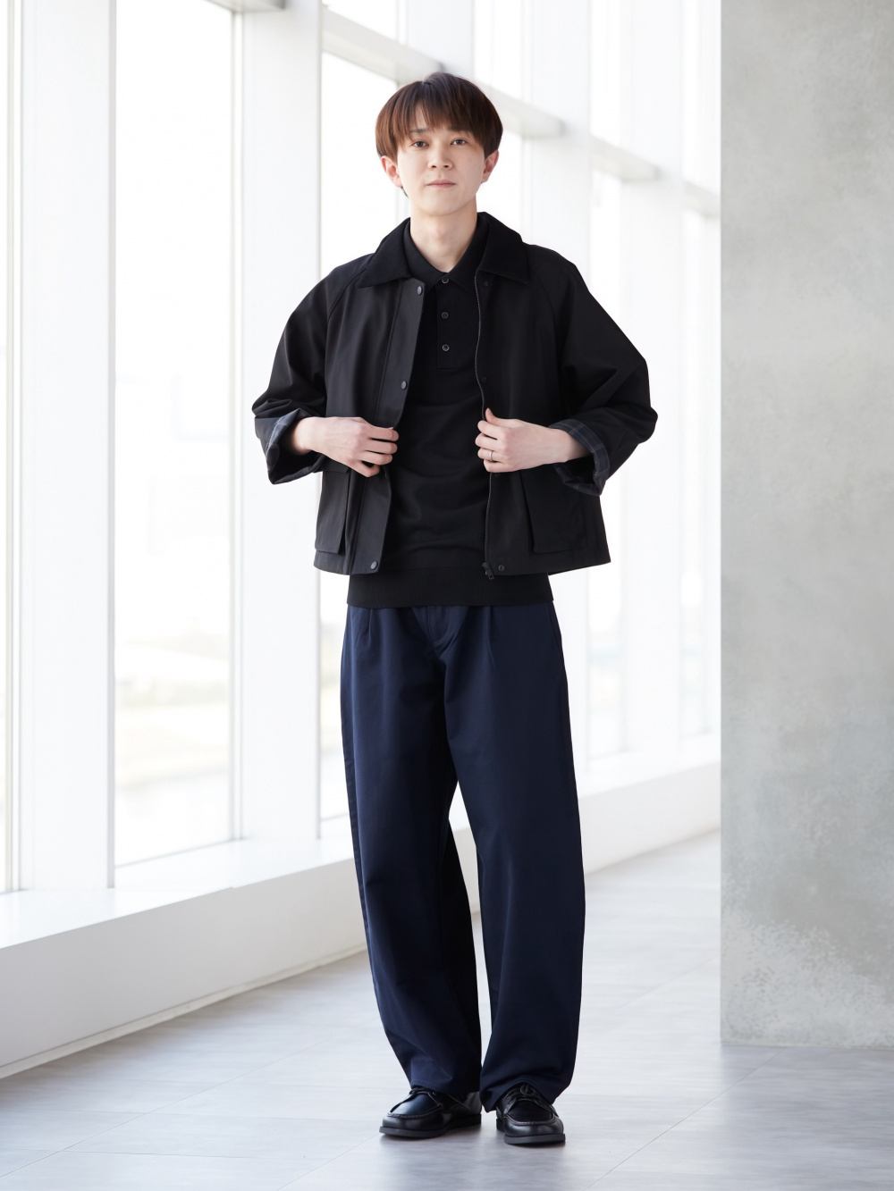 4/12まで値下　ユニクロC M ミラノリブフルジップカーディガン　ネイビー UNIQLO - ユニクロC ミラノリブフルジップカーディガン ネイビー XXLの