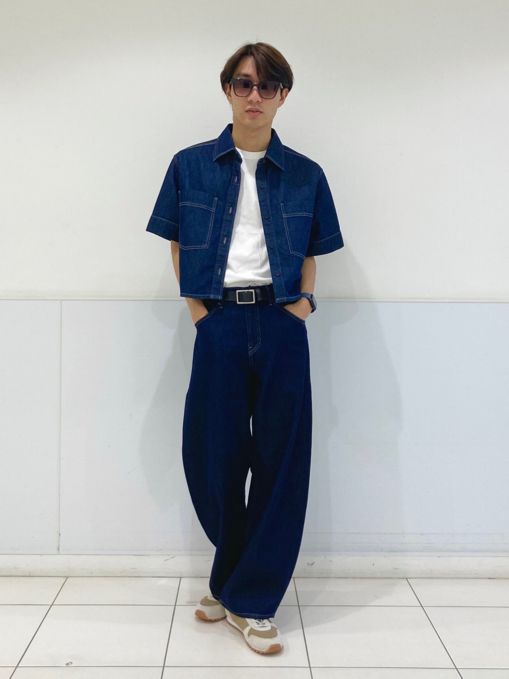 ここさまご相談ページ♡ ブロードスタンドカラーシャツ/長袖、タックワイドパンツ/チェック」の