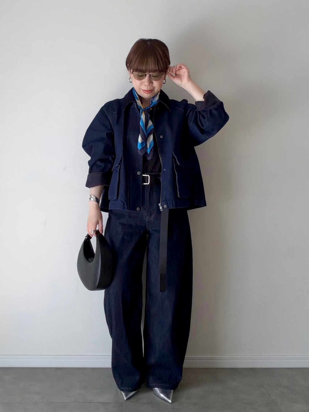 ダブルフェイスショートコートリラックスフィット NAVY (L) スーピマコットンT、ダブルフェイスショートコートリラックスフィット
