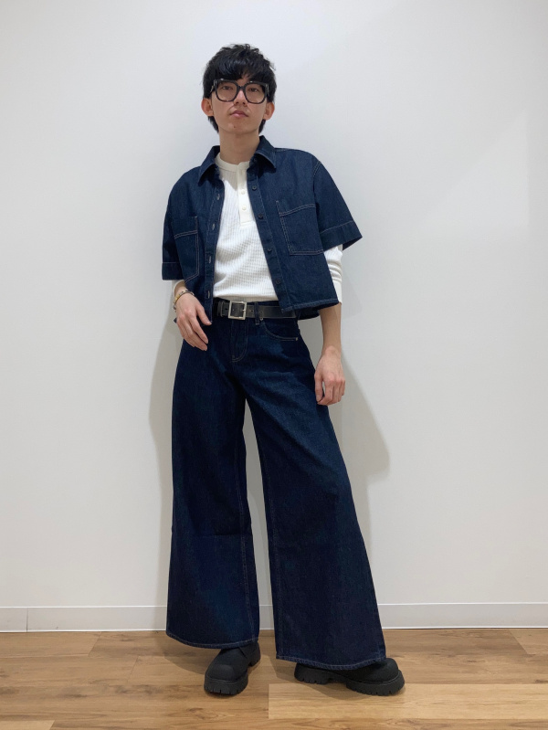 デニムリラックスシャツジャケット、サングラス/シールドの
