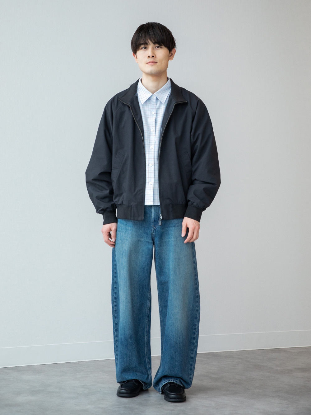 ニットフルジップジャケット、ブロードシャツ/ストライプ/レギュラー
