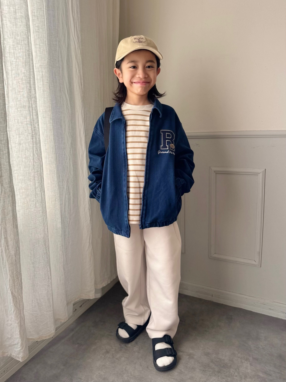 GIRLS ヒートテックコットンハイネックTシャツ長袖、ジャージーワーク