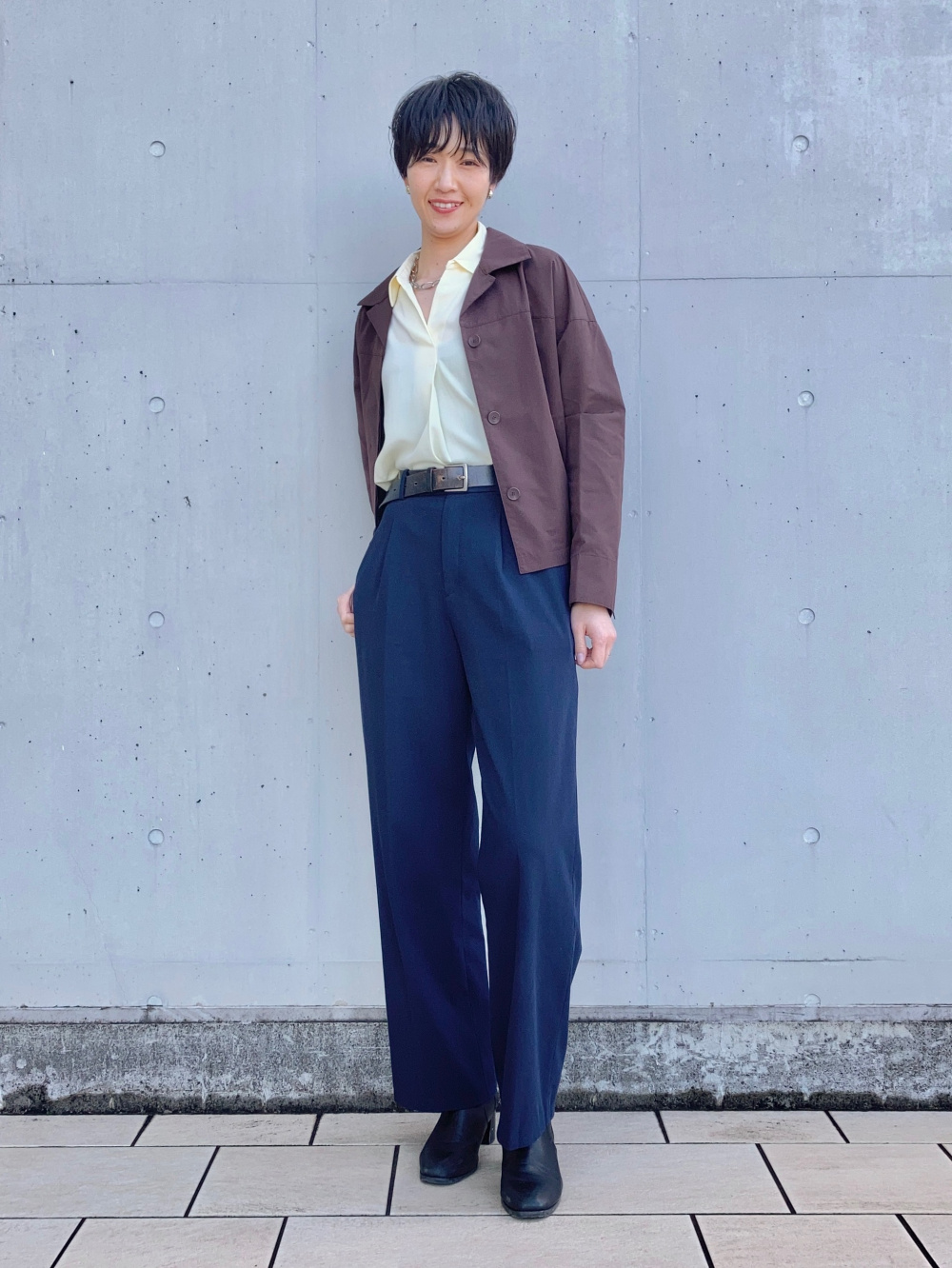 テーラードジャケット/リラックスフィット、タックワイドパンツ/丈長め