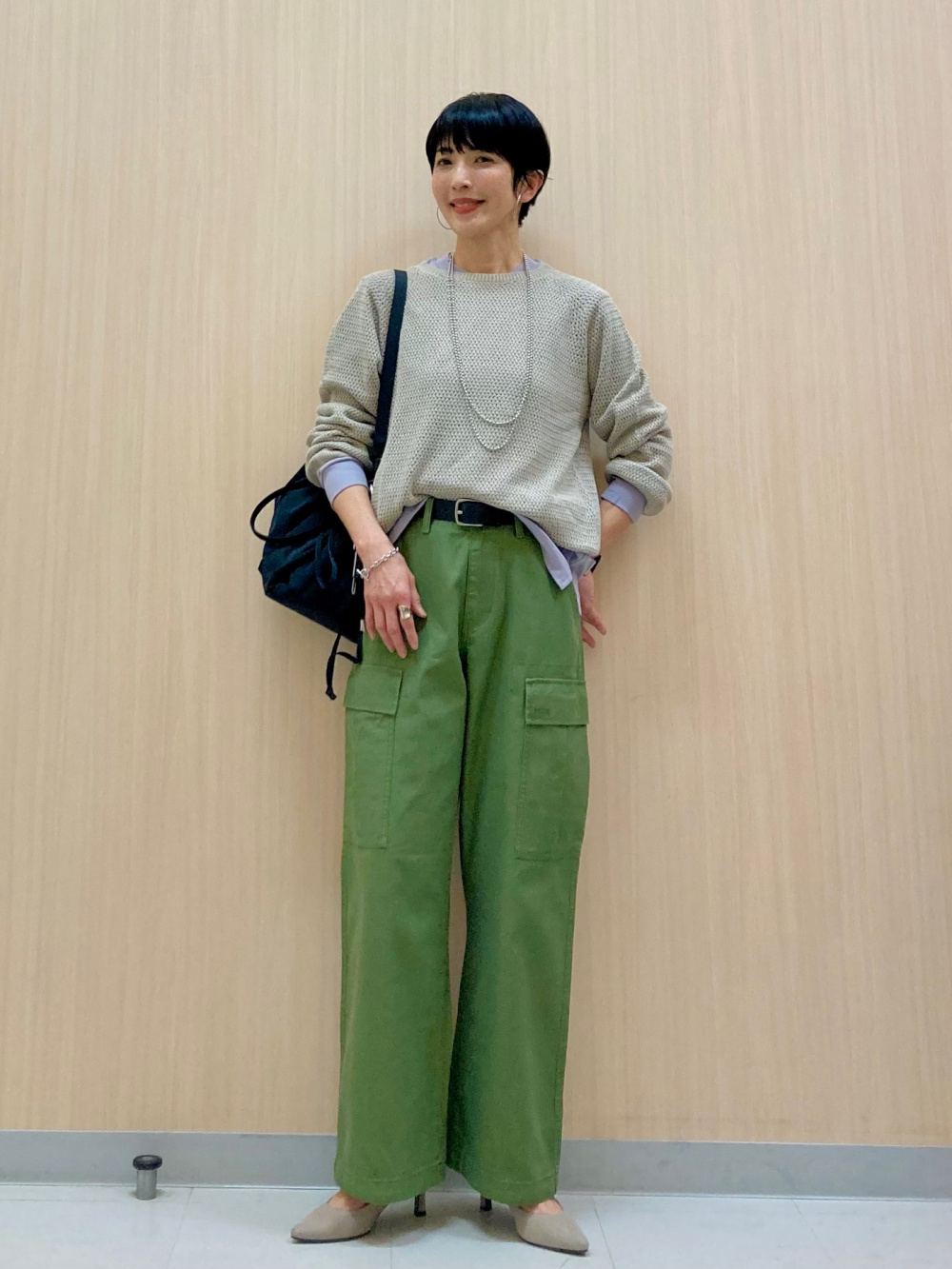 エアリズムコットンクルーネックTシャツ、パラシュートクロップド