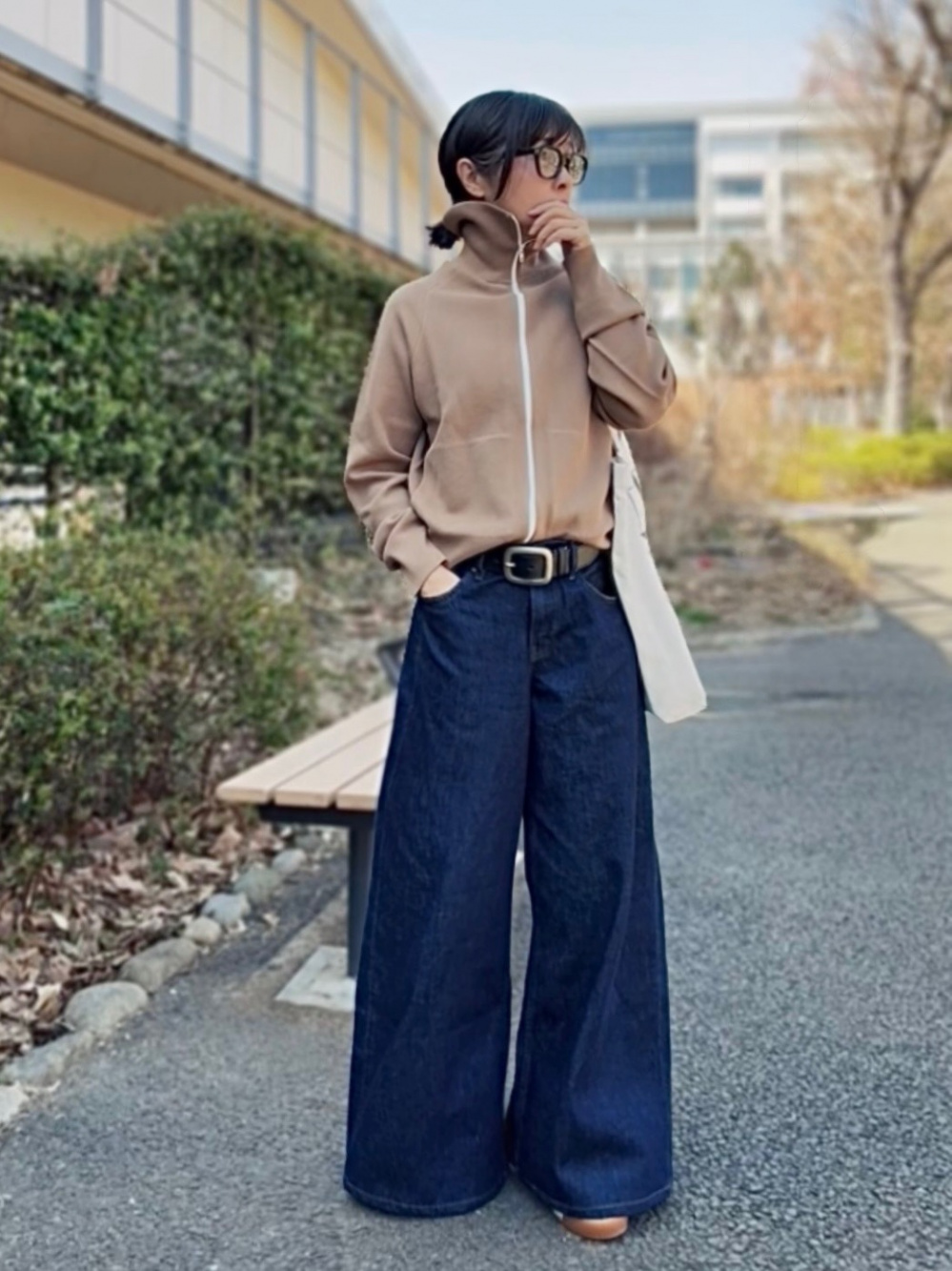 フィットアンドフレアワンピース/ノースリーブ、ミラノリブフルジップ
