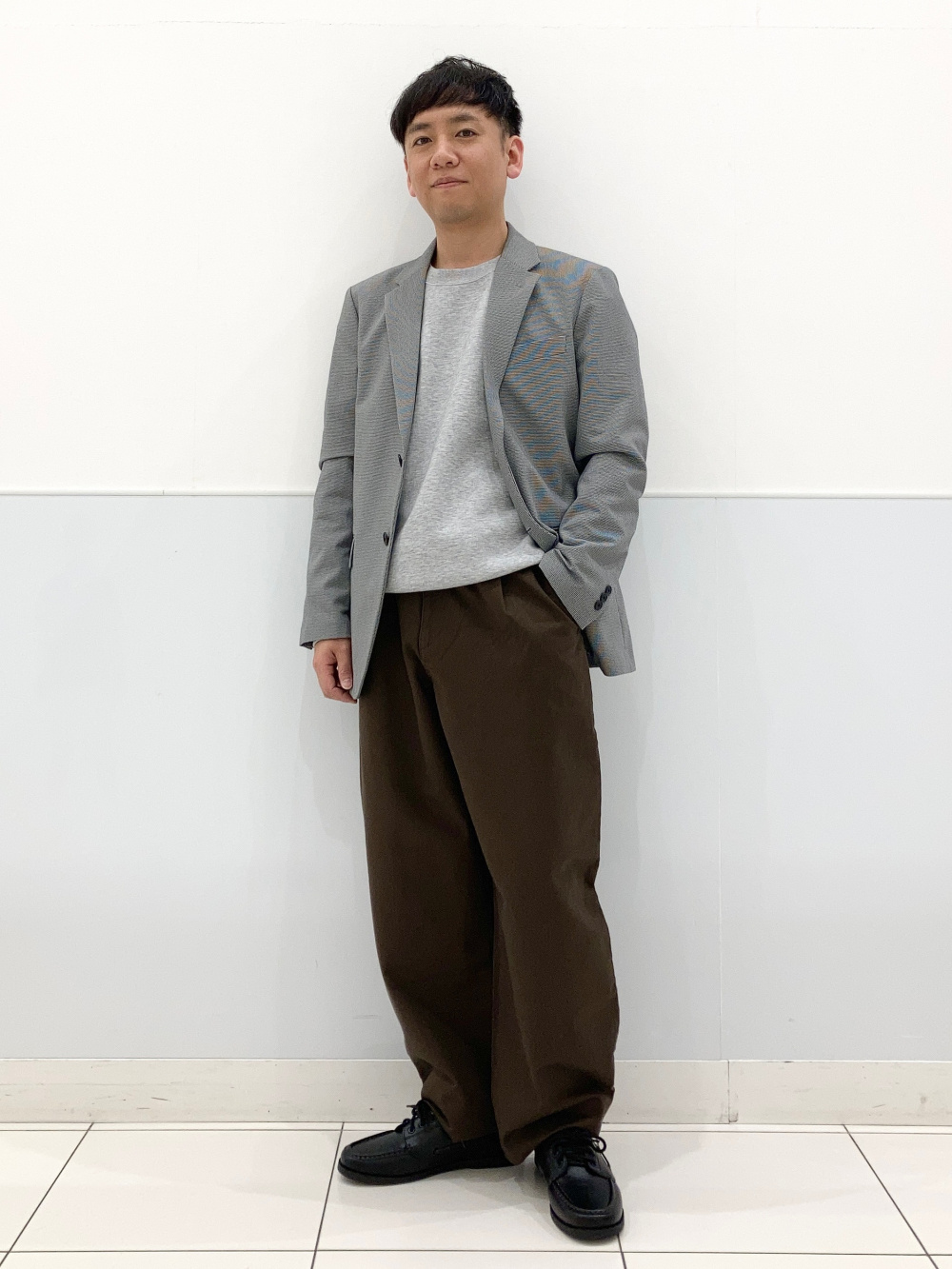 ブラッシュドジャージージャケット/ヘリンボーン、オーバーサイズ 