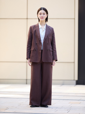 UNIQLOCプレミアムリネンジャケットリラックスフィット新品ブラウンXSサイズ ユニクロ公式 | プレミアムリネンジャケットリラックスフィット