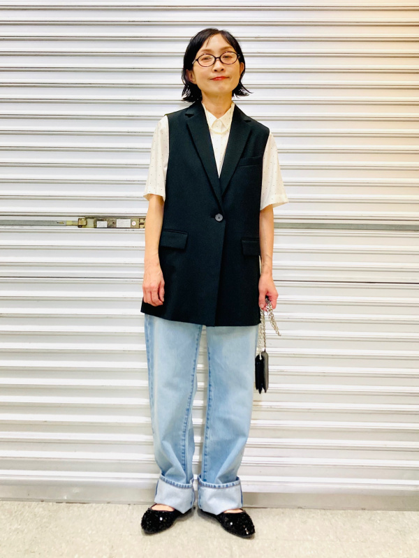 パフテックロングコートリラックスフィット、ストレートジーンズの