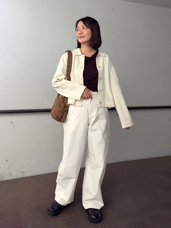 UNIQLO Cツイードオーバーサイズジャケットタックワイドパンツ 