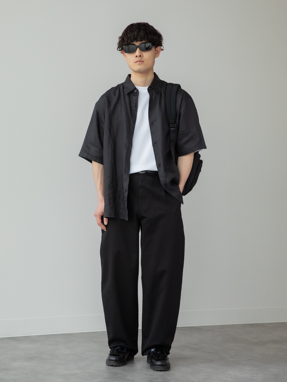 プレミアムリネンオーバーサイズシャツ、プレミアムリネンワイドパンツ