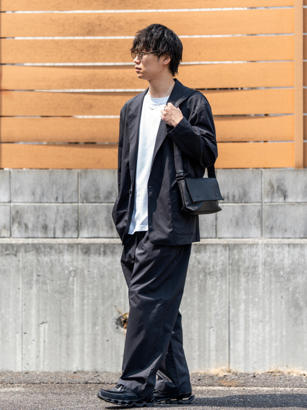 ユニクロU 26ss リラックスフィットジャケット タックワイドパンツ ブラック リラックスフィットジャケット、タンクトップのコーディネート・着用