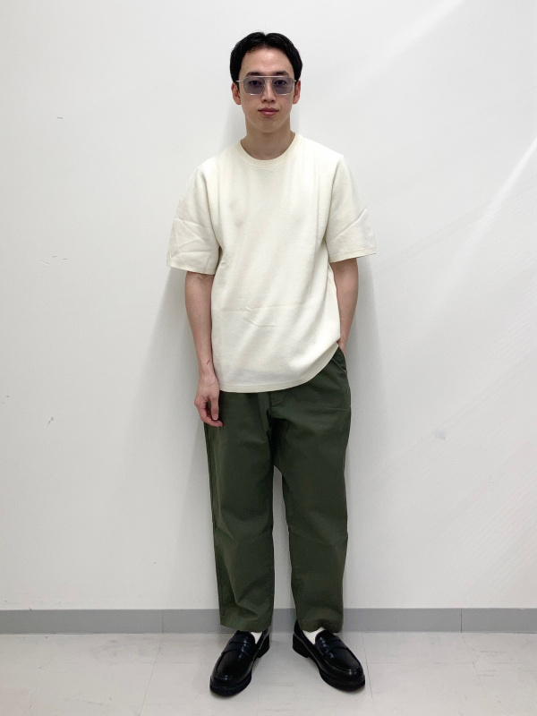 ワッフルヘンリーネックTシャツ/長袖、ミラノリブシャツカーディガンの