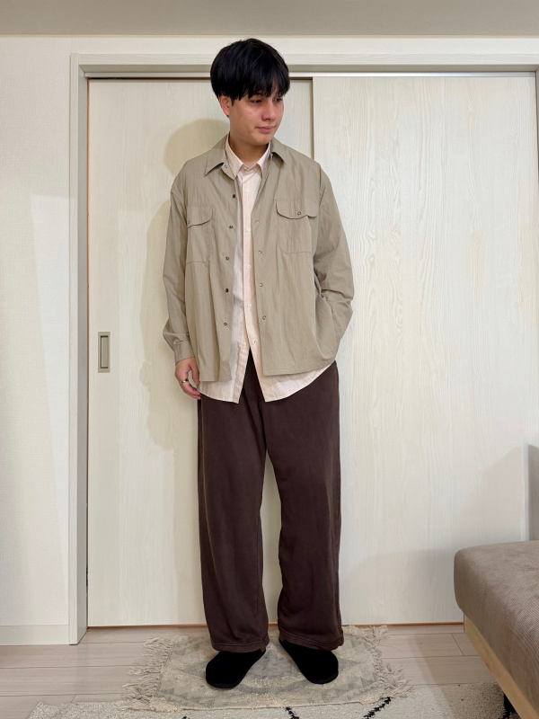 スウェットワイドパンツ/丈長め、ブロードオーバーサイズシャツ