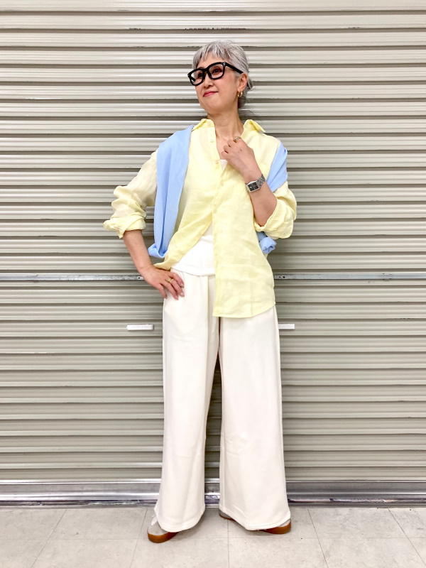 スウェットワイドパンツ、エアリズムコットンTワンピース/丈短めの