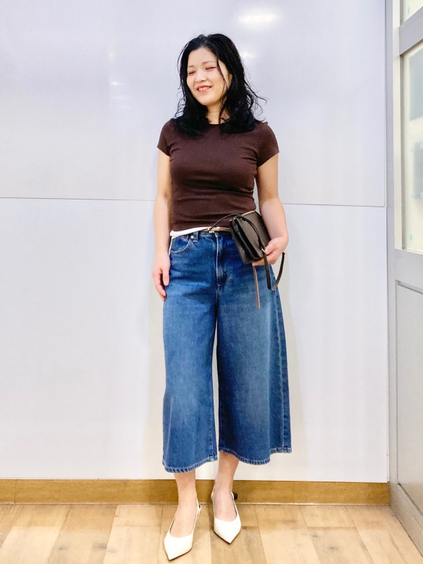 スウェットワイドパンツ/丈短め、エアリズムタンクトップの