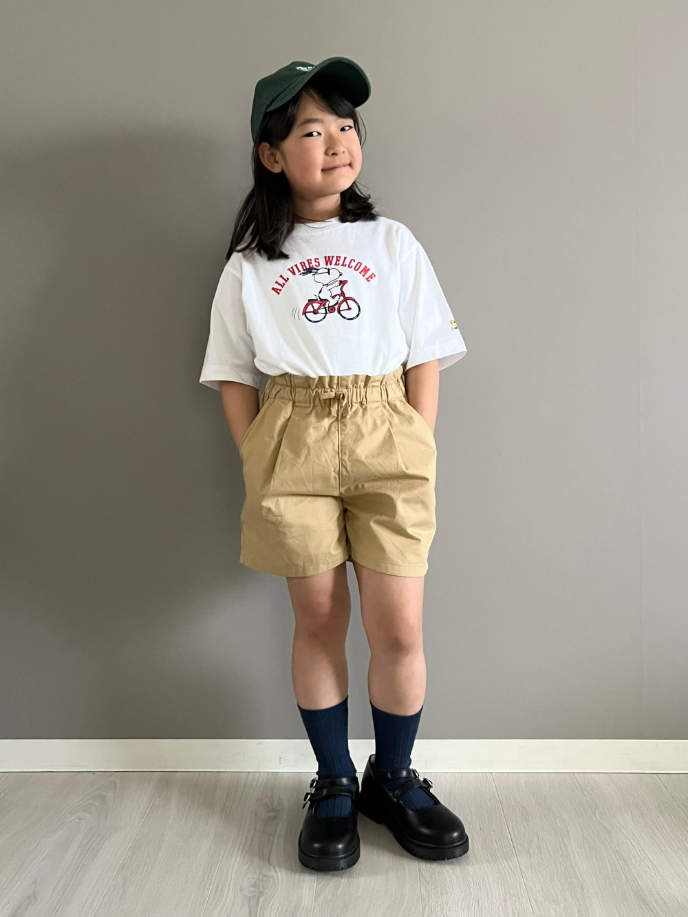 GIRLS イージーショートパンツ、ソックス/3足組」の着用コーディネート