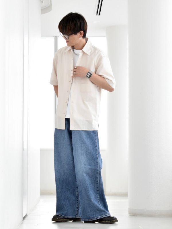 ボクシークロップドTシャツ、ボクシーシャツのコーディネート・着用