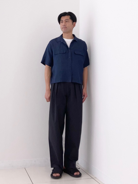 プレミアムリネンスキッパーボクシーシャツのメンズコーディネート一覧