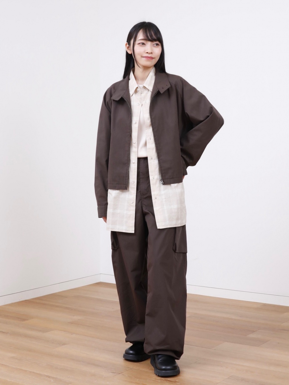 【新品】ユニクロU　コットンブレンドショートブルゾン（M ダークブラウン） UNIQLO U コットンブレンドショートブルゾン ダークブラウン XSサイズ